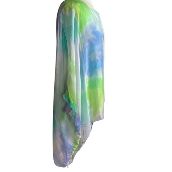 Fancy Aqua Blue Silky Flowing Top Large - sewn in tank top - Picture 5 of 13